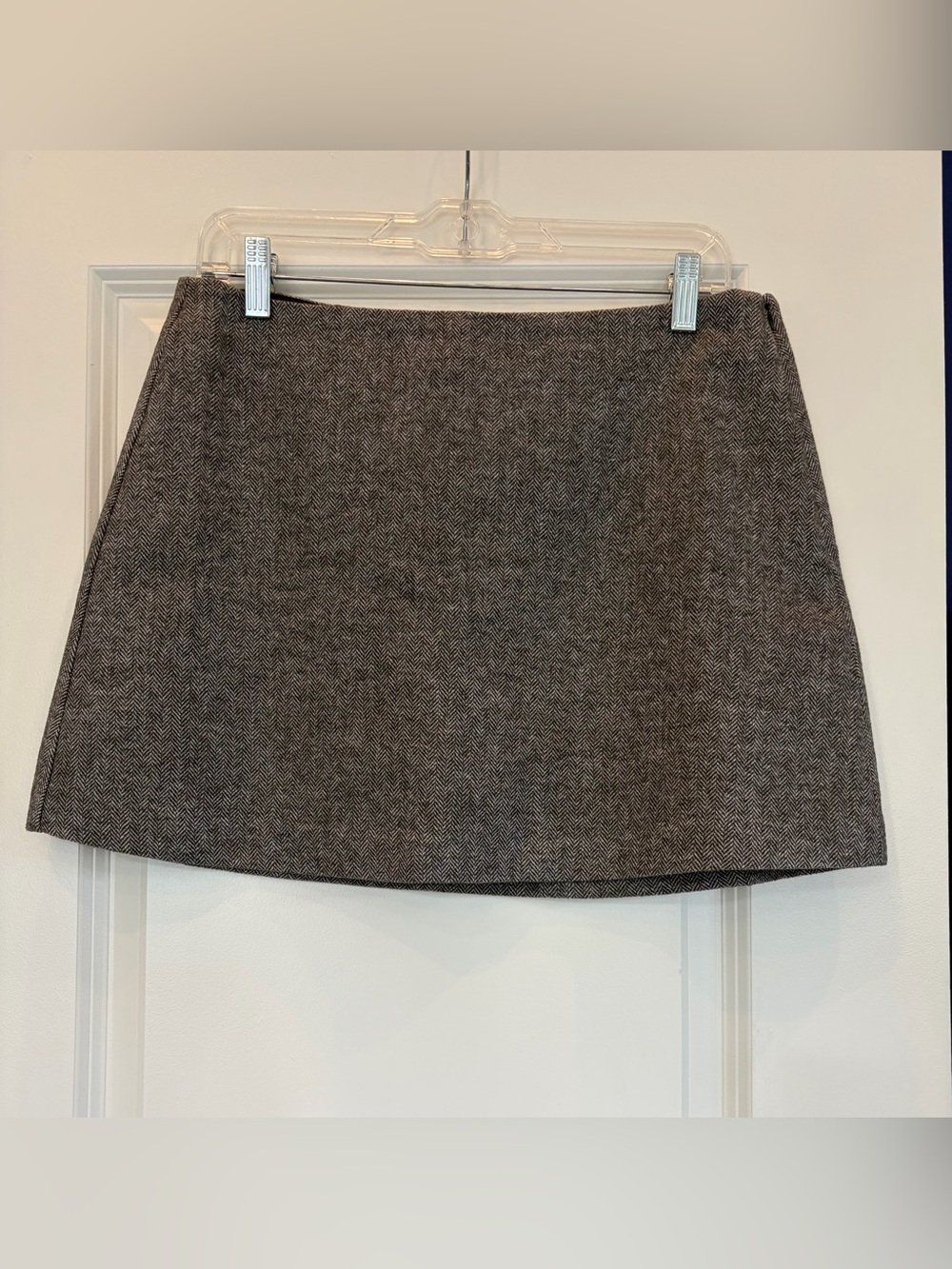 Gap Classic Gray Wool-Blend Herringbone Mini Skort
